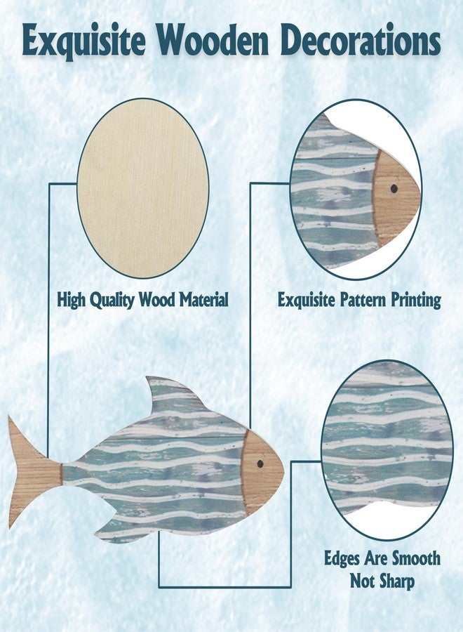 ACOSIY 3-Piece Wooden Fish Coastal Decor Set, Beach Themed Wall Art, Vintage Lake House Decor, Nautical Ocean Fish Wall Art for Home, Bathroom, Living Room - Image 2